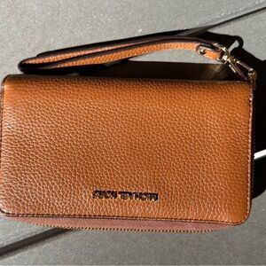 Michael Kors Tan Leather Wristlet with Gold Accents